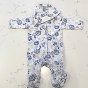Offspring Blue Floral Pajamas and Hat